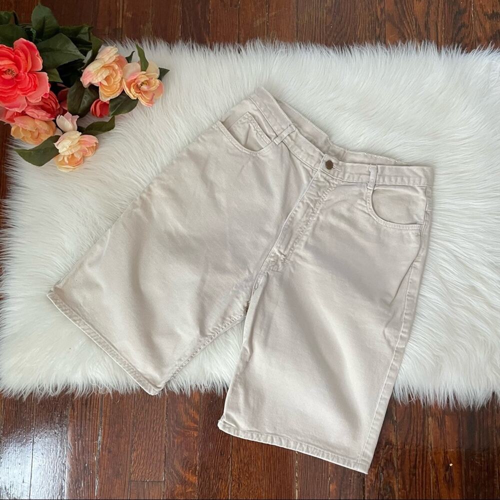 Vintage Oscar de la Renta High Waist Shorts Denim Tan